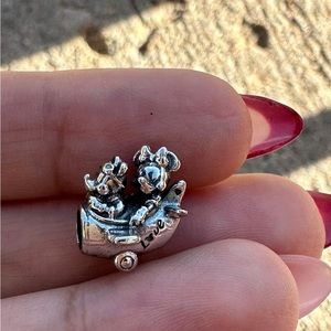 Pandora Mickey and Minnie Airplane Silver 925